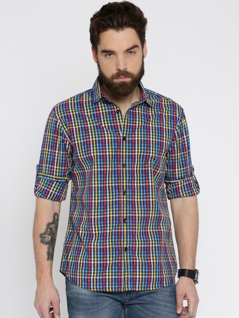 

Jack & Jones Men Blue Slim Fit Checked Casual Shirt