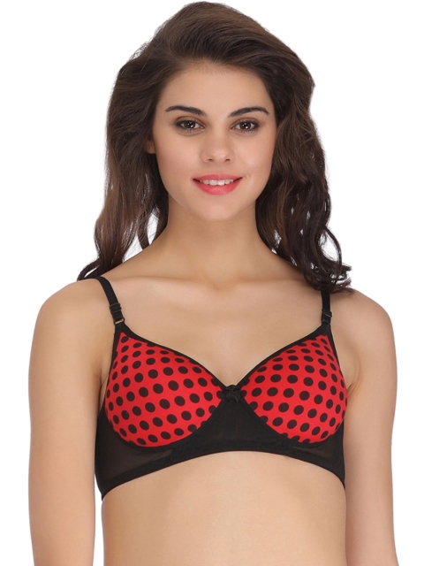 

Clovia Red Polka Dot Print Full-Coverage Push-Up Bra BR0729P04