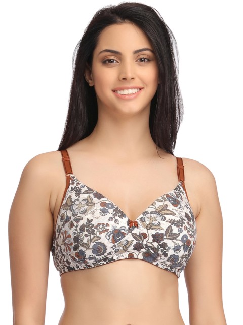 

Clovia Brown & Grey Floral Print Full-Coverage Bra BR0738P06