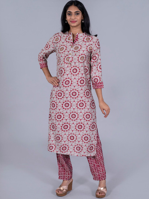 

taruni Women Grey Striped Kurti with Trousers