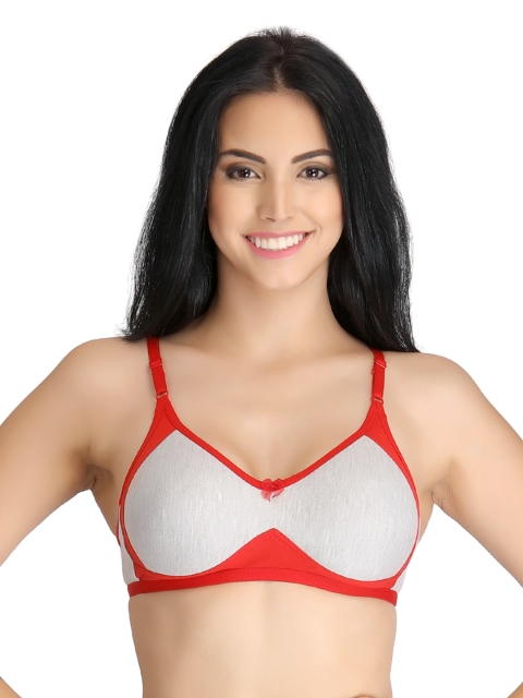 

Clovia Red & Grey Full-Coverage Bra BR0746P04