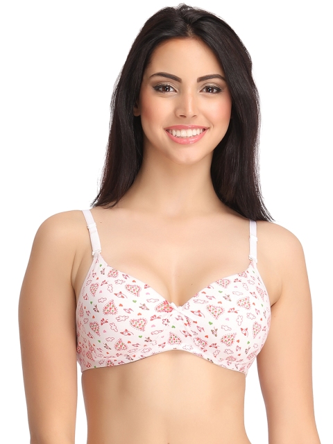 

Clovia White Printed Medium-Coverage T-shirt Bra BR0754P18