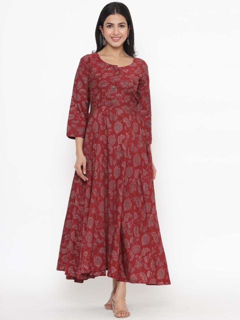 

JAVTA Women Red & Pink Floral Printed Floral Anarkali Kurta