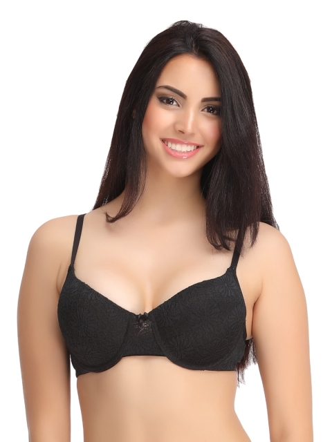 

Clovia Black Medium-Coverage Lace Bra BR0807P13