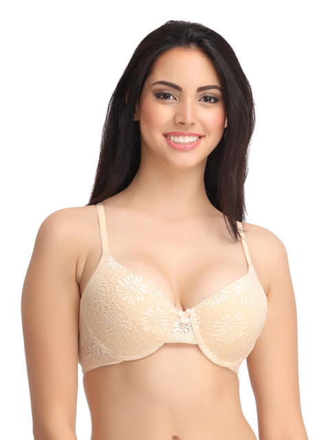 

Clovia Beige Medium-Coverage Lace Bra BR0807P24