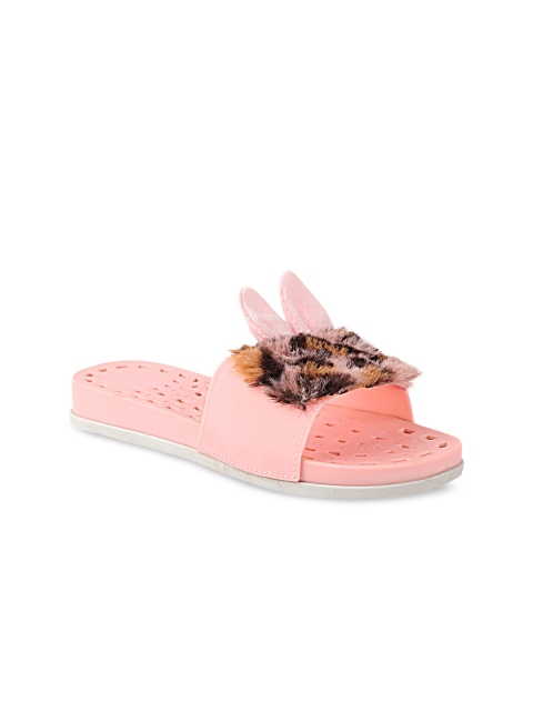 

Try Me Women Pink Textured Leather Ethnic Open Toe Flats