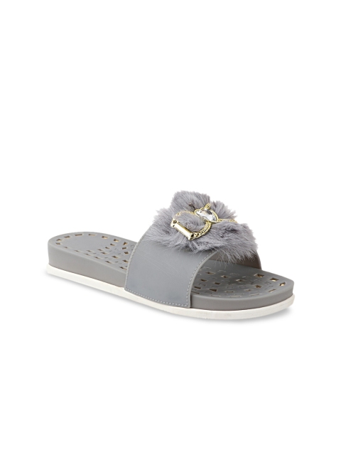 

Try Me Women Grey Embellished Open Toe Flats