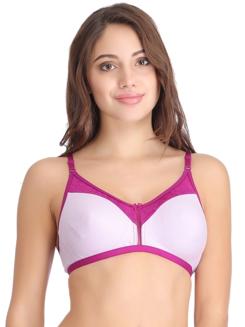 

Clovia White & Purple Full-Coverage T-shirt Bra BR0823P1240C