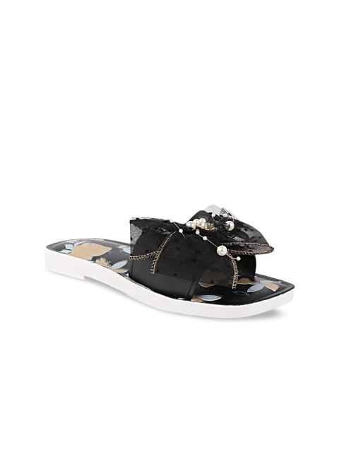 

Try Me Women Black & White Embellished Open Toe Flats