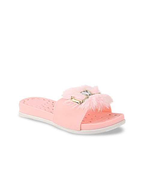 

Try Me Women Pink Embellished Leather Ethnic Open Toe Flats