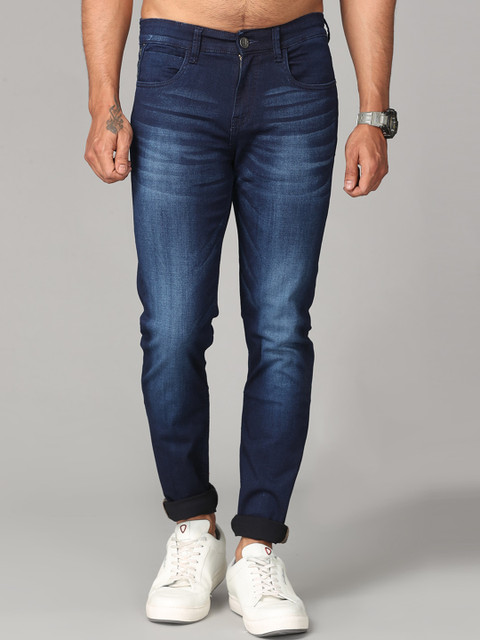 

Jean Cafe Men Blue Jean Slim Fit Low Distress Light Fade Jeans