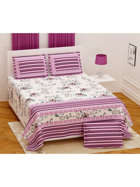 

Aura Lavender & White Floral 200 TC King Bedsheet with 2 Pillow Covers