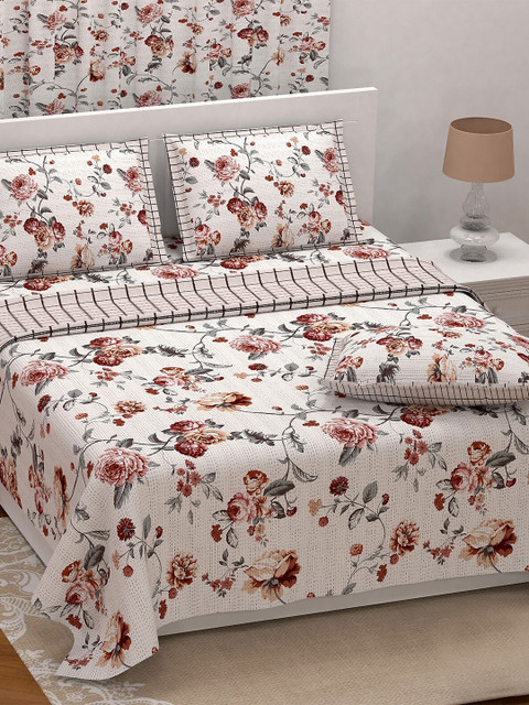 

Aura Off White 200 TC Cotton 1 King Bedsheet With 2 Pillow Covers