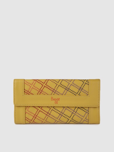 

Baggit Women Yellow Geometric Printed Three Fold Wallet