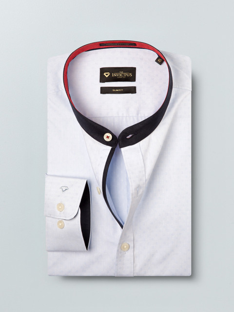 

INVICTUS Men Sky Blue Self Design Slim Fit Formal Shirt