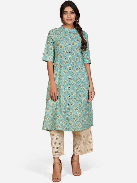 

KALINI Women Blue Ethnic Motifs Printed Kurta