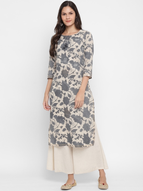 

KALINI Women Grey Floral Printed Kurta