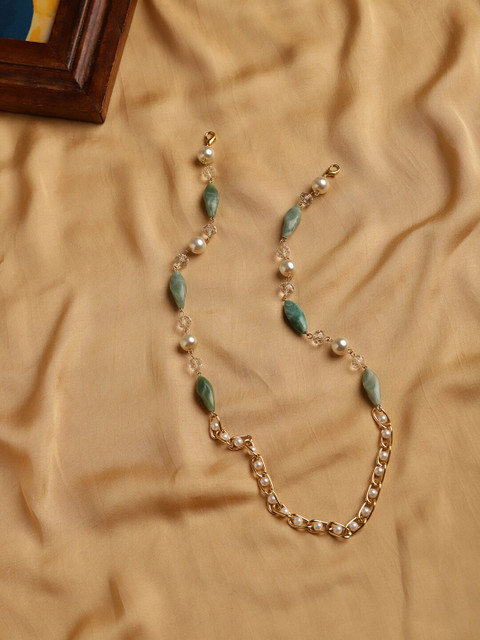 

Ruby Raang Gold-Toned & Green Beaded Mask Chain