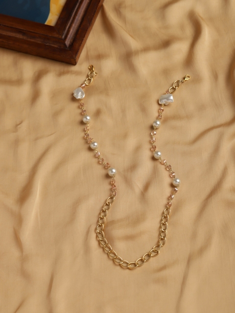 

Ruby Raang White & Golden Embellished Mask chain