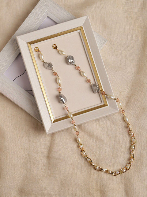 

Ruby Raang Embellished Mask Chain, White