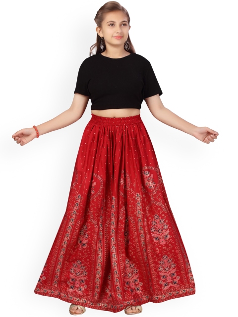 

Aarika Girls Maroon Printed Pure Cotton Skirt