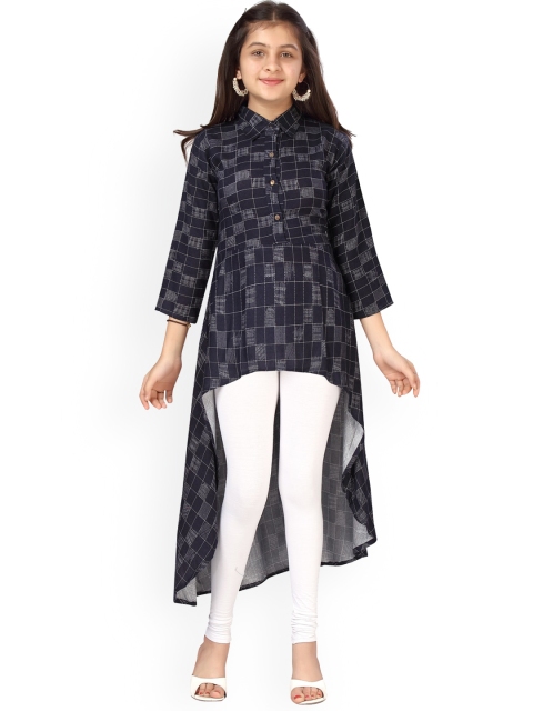 

Aarika Girls Navy Blue & White Pure Cotton Kurti with Trousers