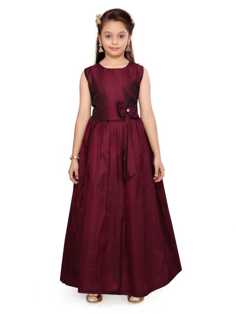 

Aarika Girls Burgundy Bow Maxi Dress