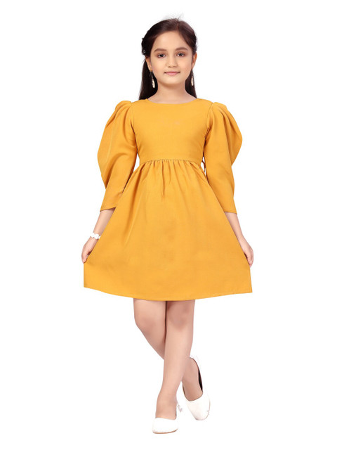 

Aarika Girls Yellow Solid Dress
