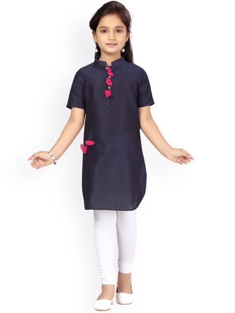 

Aarika Girls Navy Blue & Pink Solid Kurta