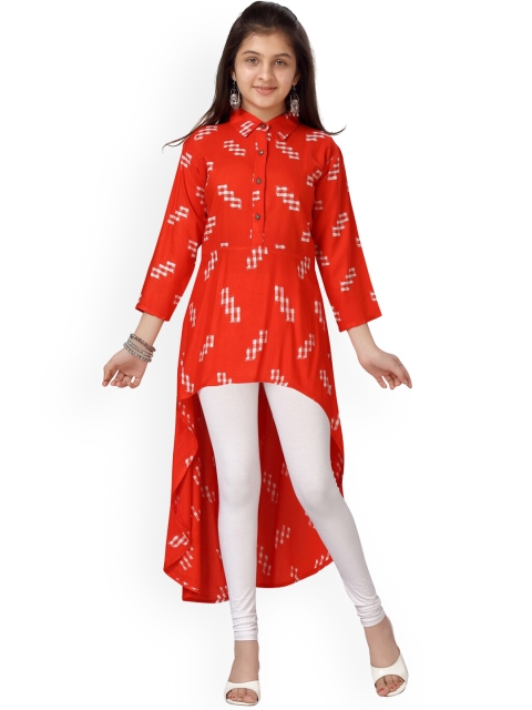 

Aarika Girls Red Printed Pure Cotton Kurta with Palazzos