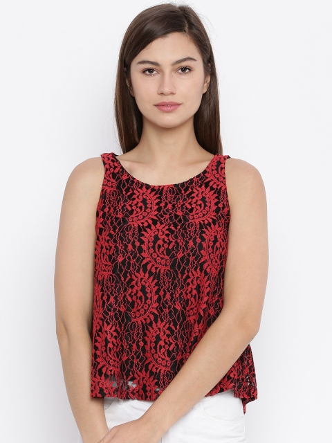 

AND Women Red & Black Lace Top