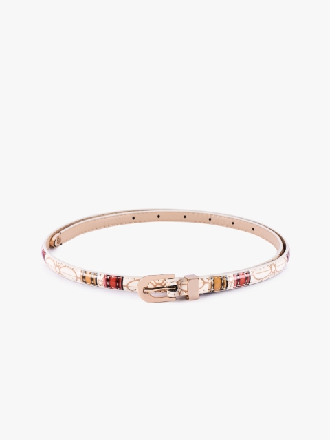 

BuckleUp Women Cream-Coloured Printed Belt
