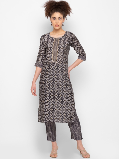 

ZOLA Women Black Ethnic Motifs Printed Kurta with Trousers