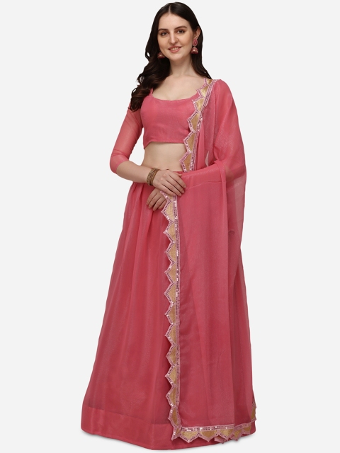 

Pratham Blue Women Rose Solid Semi Stitched Lehenga Choli