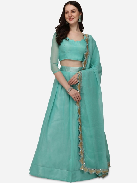 

Pratham Blue Turquoise Embroidered Semi-Stitched Lehenga & Unstitched Blouse & Dupatta, Turquoise blue