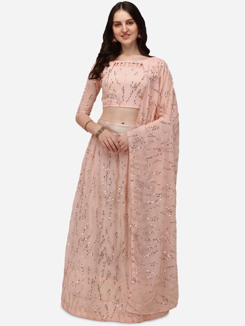 

Pratham Blue Pink Embellished Sequinned Semi-Stitched Lehenga & Unstitched Blouse With Dupatta