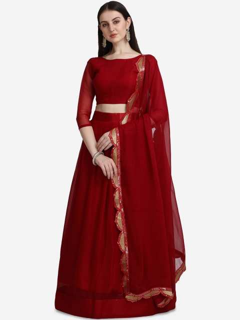 

Pratham Blue Women Maroon Solid Semi Stitched Lehenga Choli