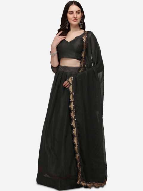 

Pratham Blue Black Sequinned Semi-Stitched Lehenga & Unstitched Blouse With Dupatta