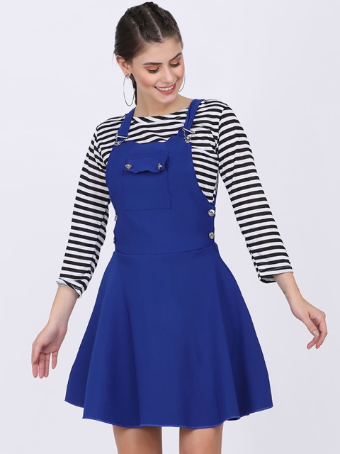 

BUY NEW TREND Women Blue Dungarees With T-Shirt