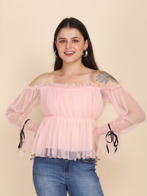 

BUY NEW TREND Pink Off-Shoulder Blouson Top