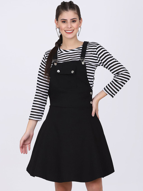 

BUY NEW TREND Women Black Dungarees With T-Shirt