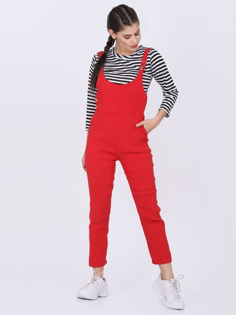 

BUY NEW TREND Red & White Striped Basic Jumpsuit with Top