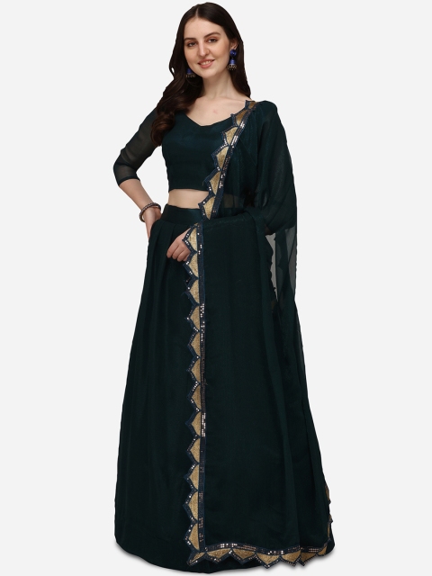 

Pratham Blue Teal Green Sequinned Semi-Stitched Lehenga & Unstitched Blouse With Dupatta