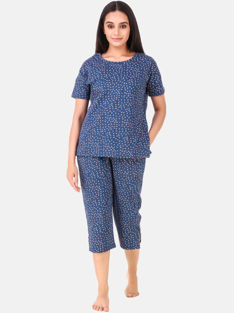 

Masha Women Blue Printed Night suit