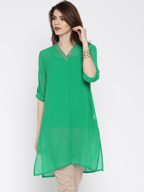 

AND Green Embellished Tunic