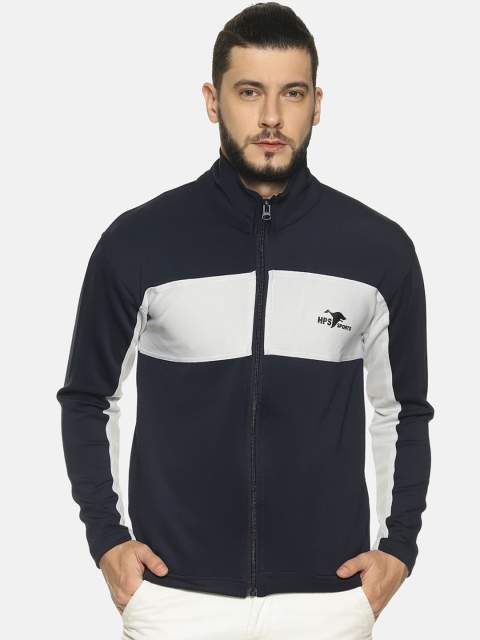 

HPS Sports Men Navy Blue & White Colourblocked Sporty Jacket
