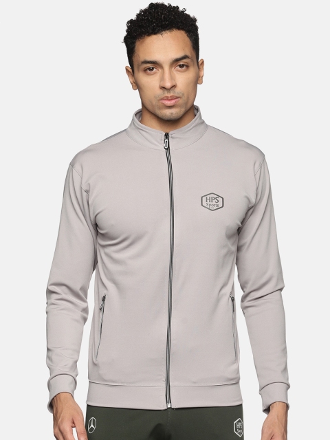 

HPS Sports Men Grey Striped Running Sporty Jacket
