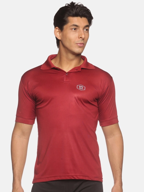 

HPS Sports Men Maroon Polo Collar Slim Fit Running T-shirt