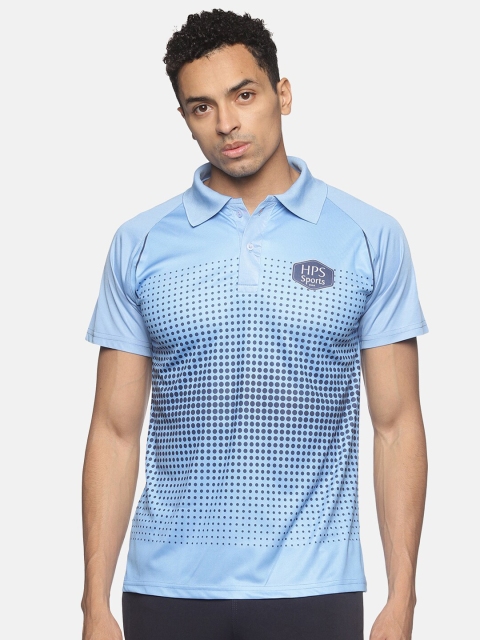 

HPS Sports Men Blue Printed Polo Collar Running T-shirt