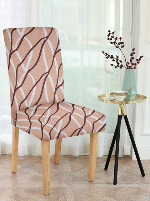 

MULTITEX Brown & Peach Printed Chair Cover